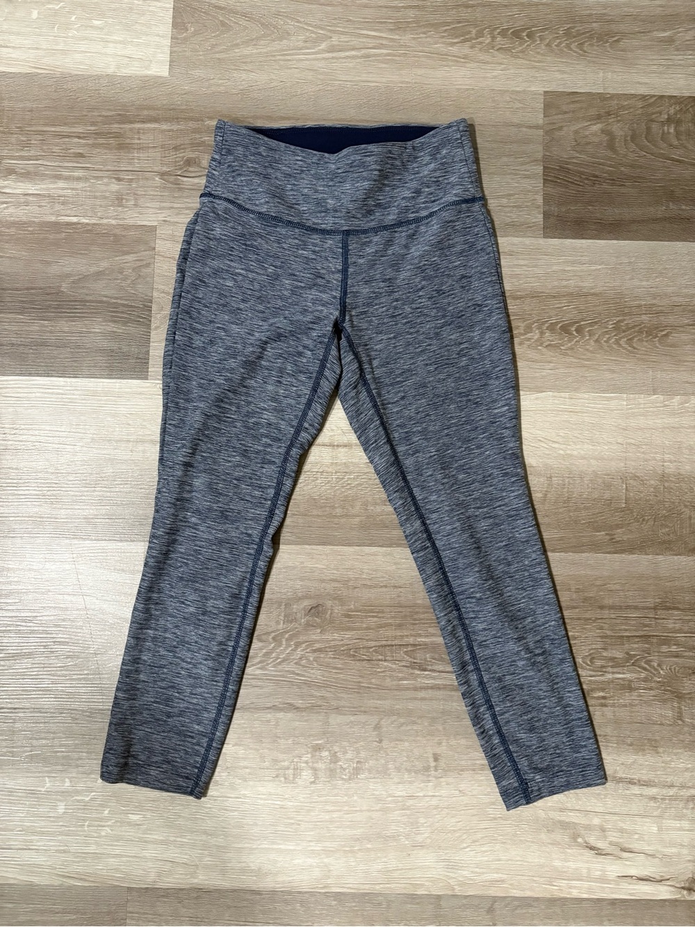 Heathered Gray/ blue High-Waist Workout Leggings